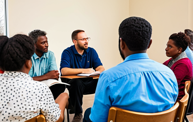 A diverse group of community members, including men and women of various ages, are engaged in a collaborative listening session within a well-lit, modest community center. They are seated comfortably, actively listening and taking notes, fostering an atmosphere of deep empathy and understanding of real-world needs. The setting is authentic and warm, highlighting human connection and shared experiences. All individuals are fully clothed in appropriate attire, representing diverse backgrounds. Professional photography, high quality, perfect anatomy, correct proportions, natural pose, well-formed hands, proper finger count, natural body proportions, safe for work, appropriate content, fully clothed, professional, family-friendly.