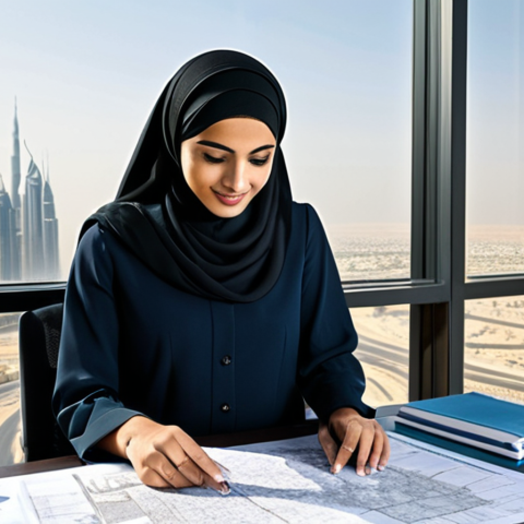 디자인 사고의 글로벌 스탠다드 - Modern Arab Architect** "A professional Arab architect, wearing modest business attire, reviewing b...