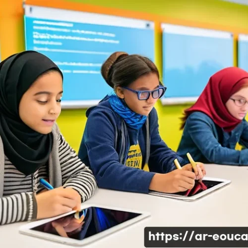 Home 26 디자인 사고 교육에서의 기술 활용 방안 - **Prompt 1: Empowered Future Creators** "A vibrant, modern classroom bathed in natural light, sh...