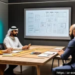 Home 18 디자인 사고 교육에서의 피드백의 중요성 - A modern Arab office environment featuring a diverse team of designers and users engaged in a dynami...