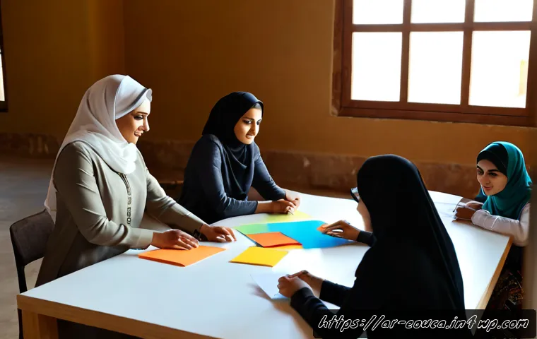 디자인 사고와 창의적 협업의 중요성 - Photorealistic modern design workshop in a sunlit Arab creative studio, diverse Middle Eastern profe...